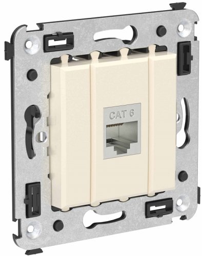 Розетка компьютерная экранированная без рамки DKC Avanti 1-м. RJ45 6е ванильная дымка картинка